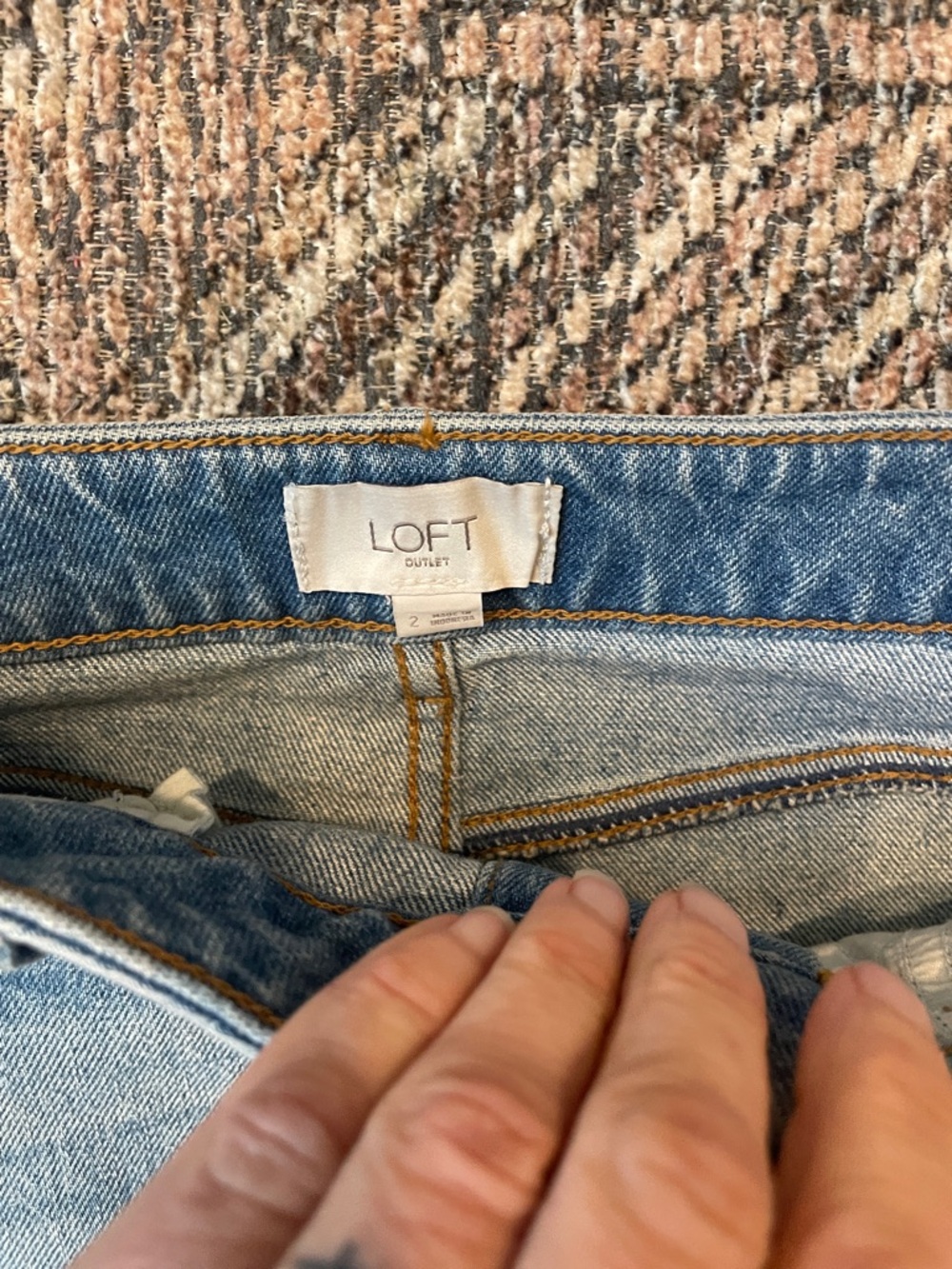 LOFT Denim Midi Skirt Size 2 Blue High Rise Straight Jean Skirt Classic Mini - Picture 2 of 4